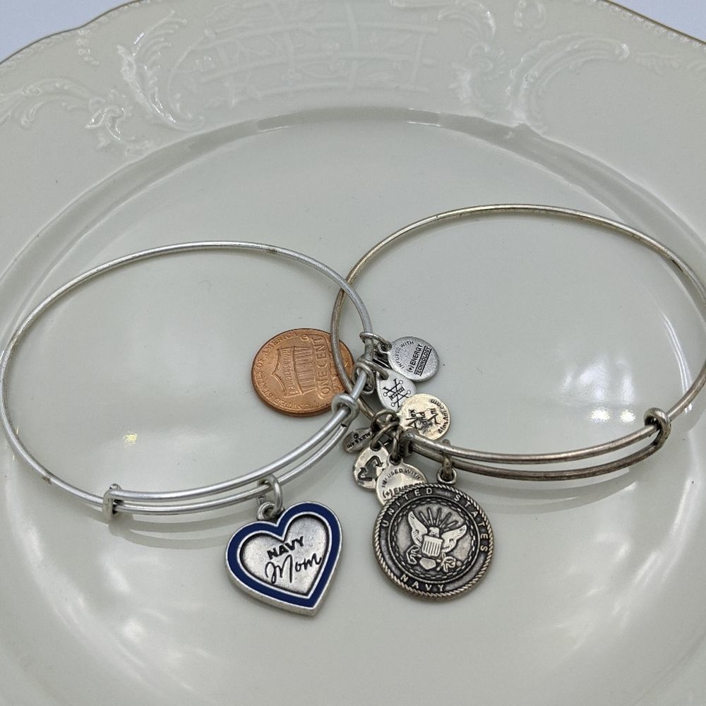 Alex and Ani Silver US Navy Mom Bracelet Pair - Picture 5 of 5